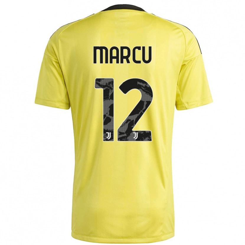 Danxen Niño Camiseta Alessio Marcu #12 Blanco Amarillo Portero Equipación 2025/26 La Camisa