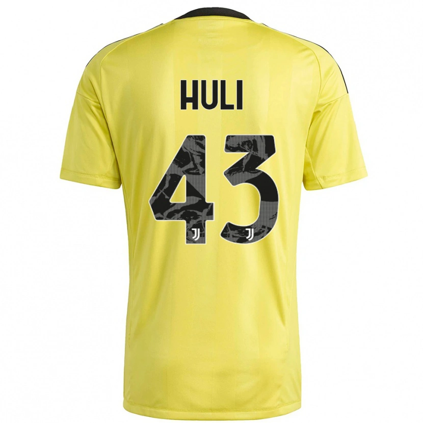 Danxen Niño Camiseta Raffaele Huli #43 Blanco Amarillo Portero Equipación 2025/26 La Camisa