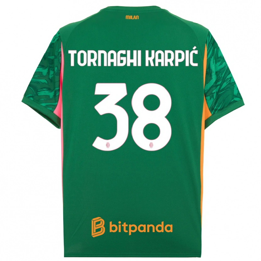 Danxen Niño Camiseta Lavinia Tornaghi Karpić #38 Verde Naranja Rosa Portero Equipación 2025/26 La Camisa