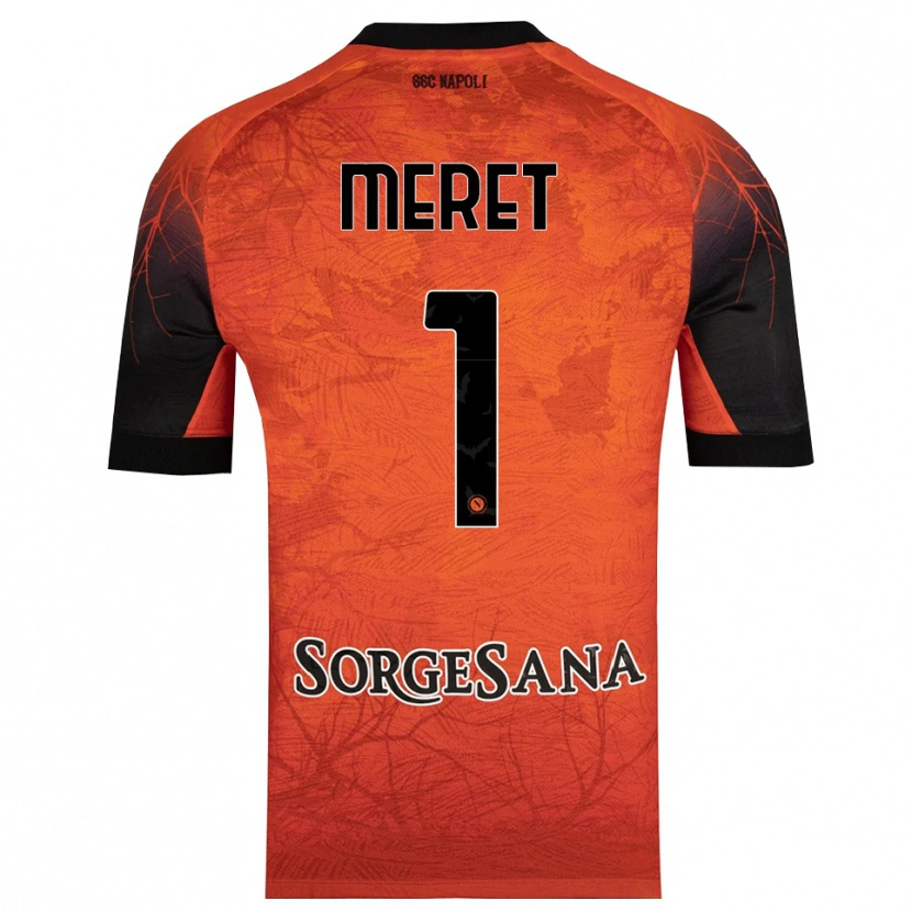 Danxen Niño Camiseta Alex Meret #1 Naranja Rojo Negro Portero Equipación 2025/26 La Camisa