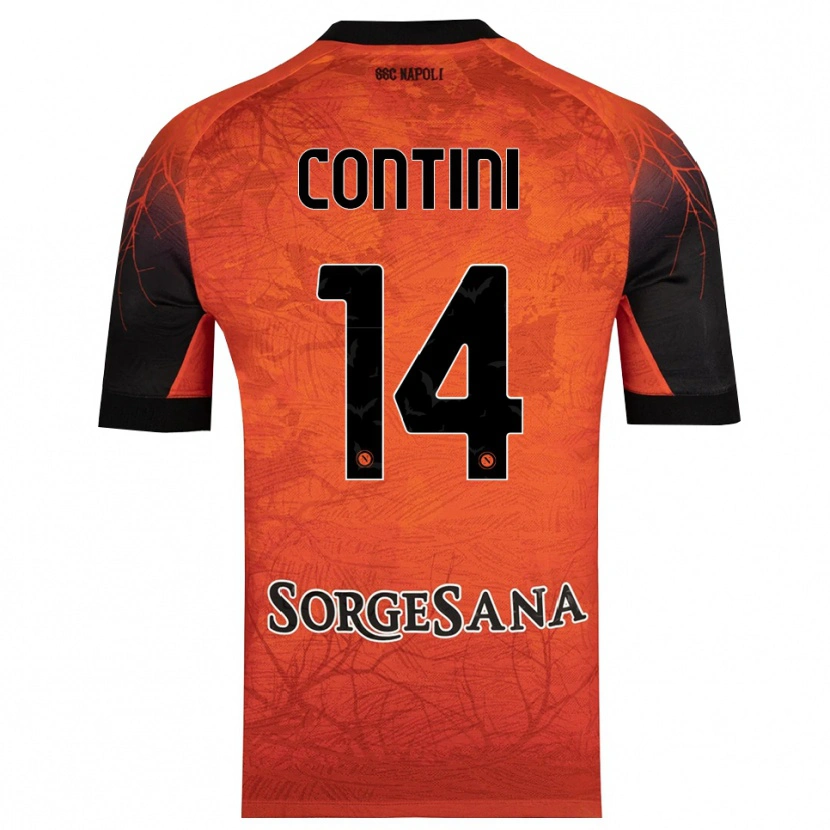 Danxen Niño Camiseta Nikita Contini #14 Naranja Rojo Negro Portero Equipación 2025/26 La Camisa