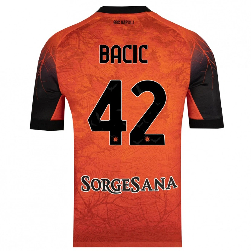 Danxen Niño Camiseta Doris Bačić #42 Naranja Rojo Negro Portero Equipación 2025/26 La Camisa
