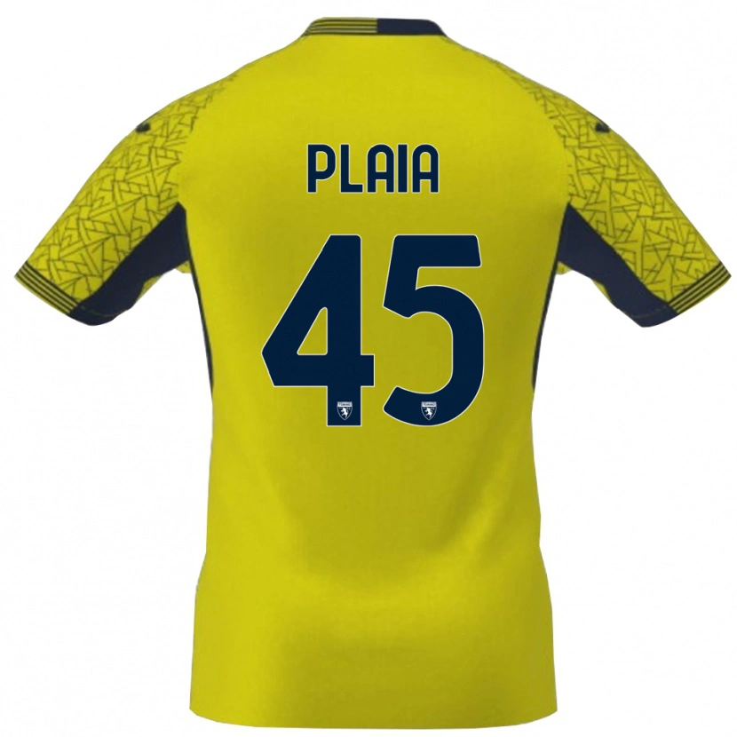 Danxen Niño Camiseta Francesco Plaia #45 Amarillo Negro Portero Equipación 2025/26 La Camisa