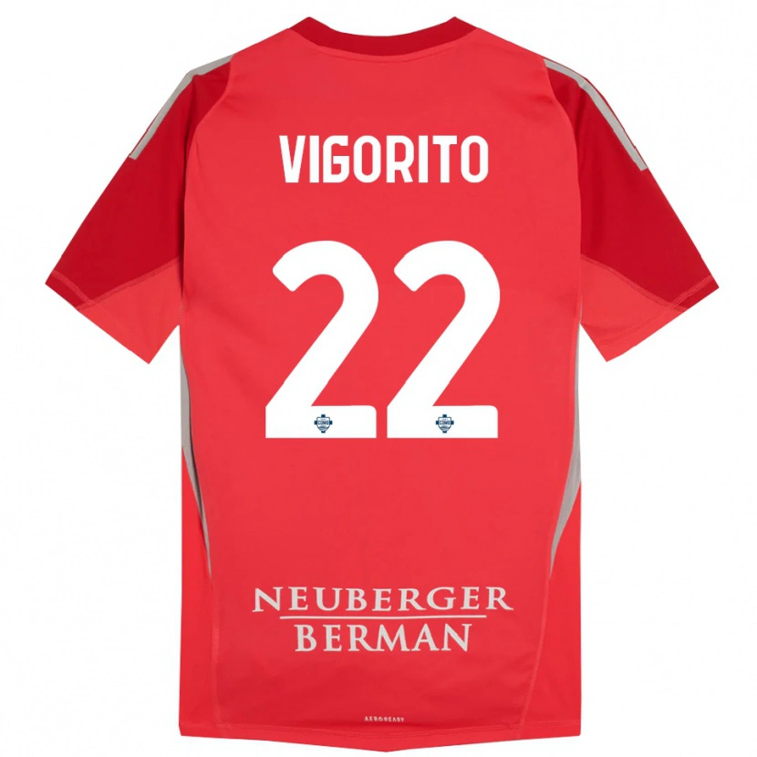Danxen Niño Camiseta Mauro Vigorito #22 Rojo Gris Portero Equipación 2025/26 La Camisa
