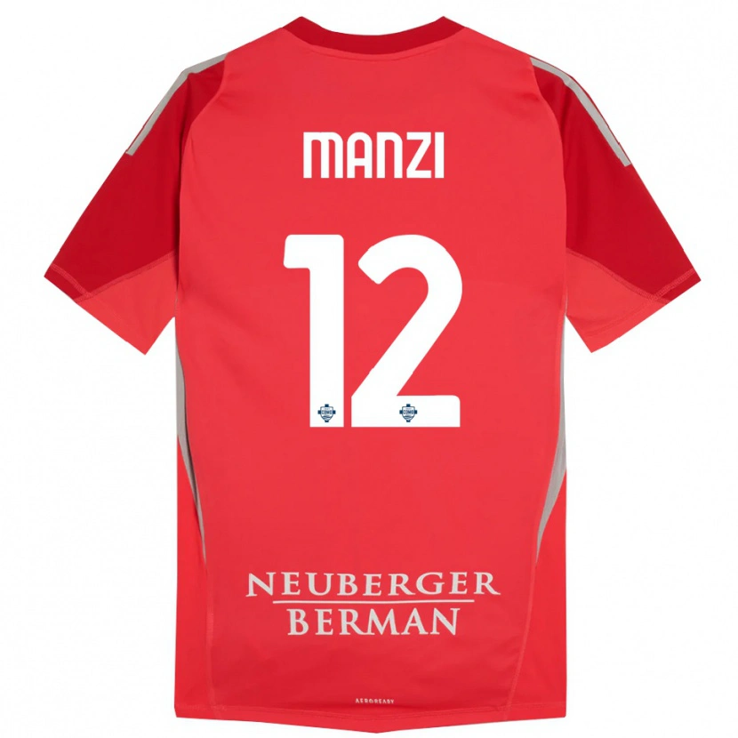 Danxen Niño Camiseta Federico Manzi #12 Rojo Gris Portero Equipación 2025/26 La Camisa