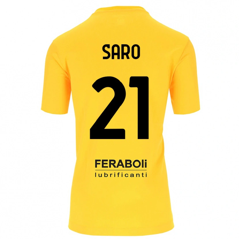 Danxen Niño Camiseta Gianluca Saro #21 Amarillo Negro Portero Equipación 2025/26 La Camisa