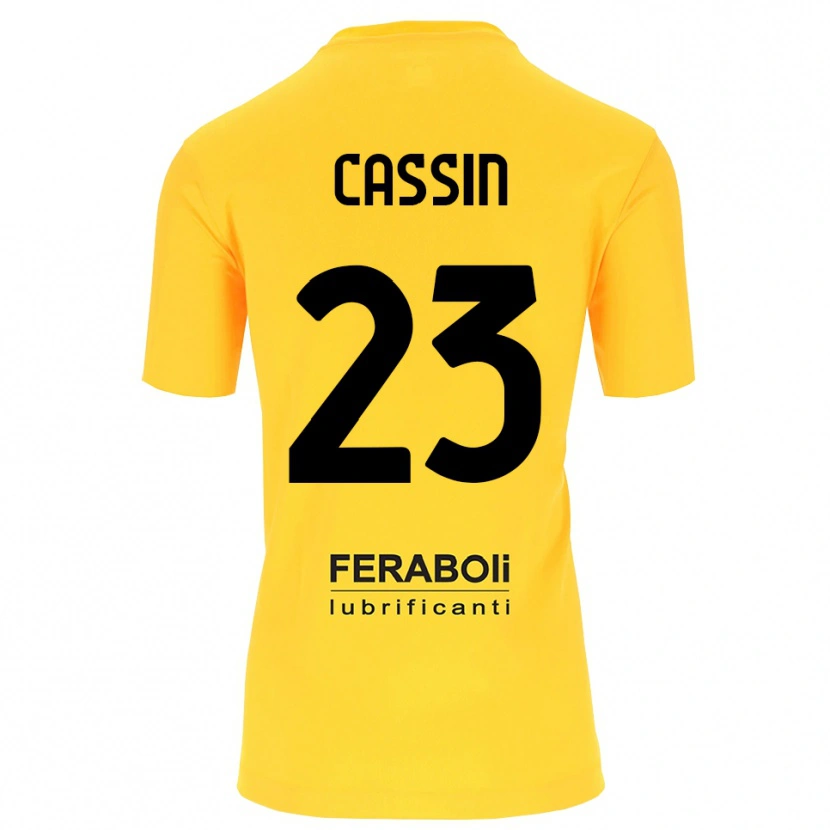 Danxen Niño Camiseta Marco Cassin #23 Amarillo Negro Portero Equipación 2025/26 La Camisa
