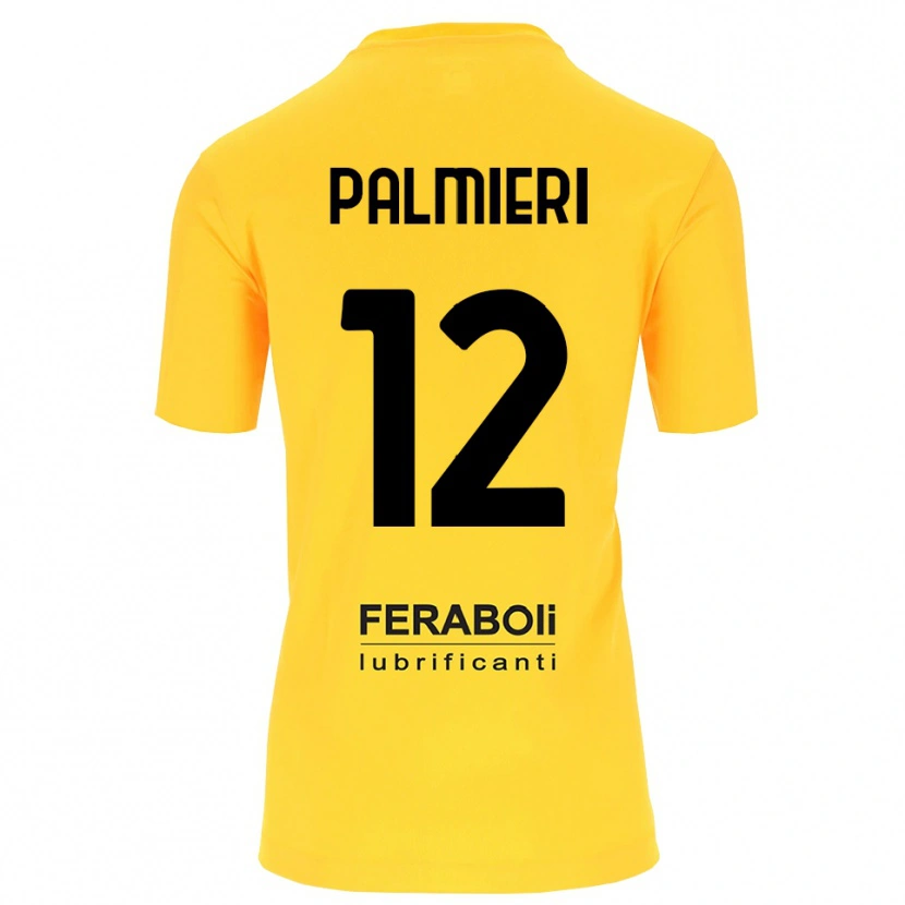 Danxen Niño Camiseta Cristian Palmieri #12 Amarillo Negro Portero Equipación 2025/26 La Camisa