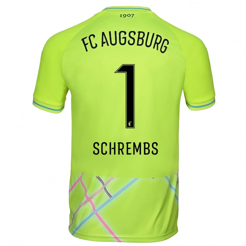 Danxen Niño Camiseta Luis Schrembs #1 Verde Amarillo Negro Portero Equipación 2025/26 La Camisa