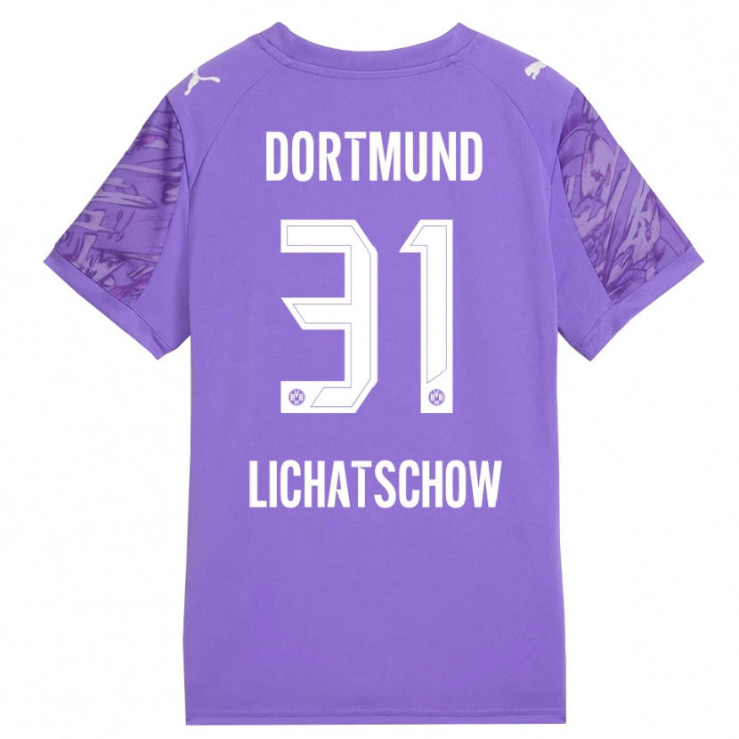 Danxen Niño Camiseta Deniese Lichatschow #31 Lila Blanco Portero Equipación 2025/26 La Camisa
