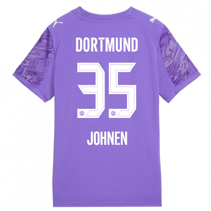 Danxen Niño Camiseta Marcel Johnen #35 Lila Blanco Portero Equipación 2025/26 La Camisa