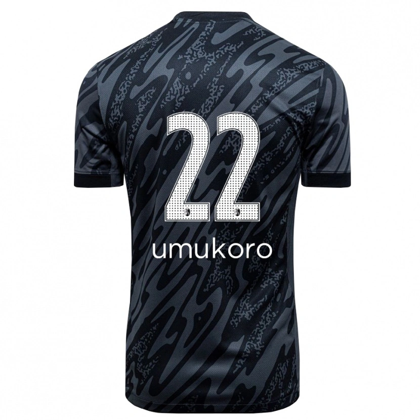 Danxen Niño Camiseta Jayden Umukoro #22 Negro Blanco Portero Equipación 2025/26 La Camisa