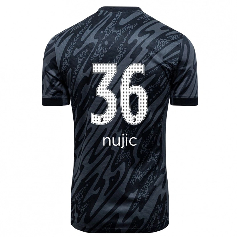 Danxen Niño Camiseta Luka Nujic #36 Negro Blanco Portero Equipación 2025/26 La Camisa