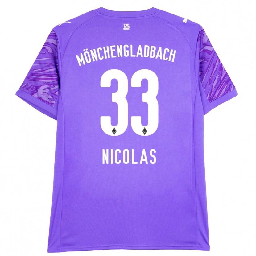 Danxen Niño Camiseta Moritz Nicolas #33 Lila Blanco Portero Equipación 2025/26 La Camisa