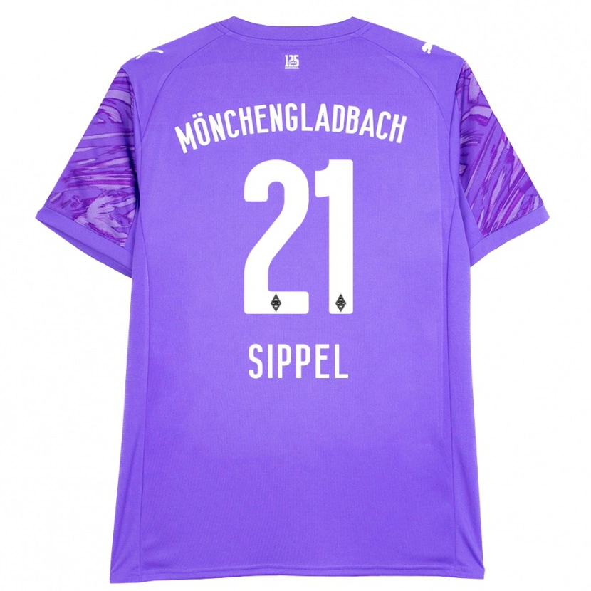 Danxen Niño Camiseta Tobias Sippel #21 Lila Blanco Portero Equipación 2025/26 La Camisa
