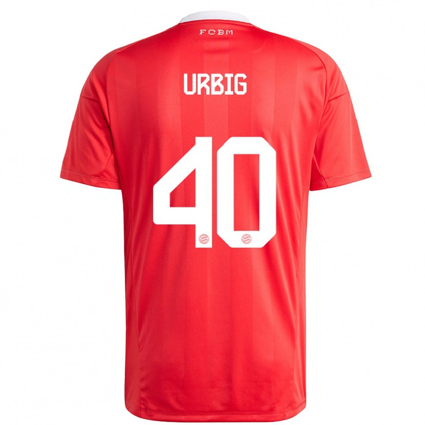 Danxen Niño Camiseta Jonas Urbig #40 Blanco Rojo Portero Equipación 2025/26 La Camisa