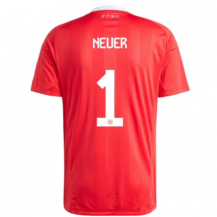 Danxen Niño Camiseta Manuel Neuer #1 Blanco Rojo Portero Equipación 2025/26 La Camisa