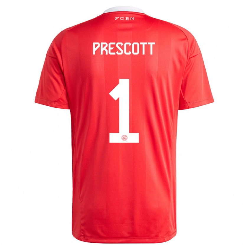 Danxen Niño Camiseta Leonard Prescott #1 Blanco Rojo Portero Equipación 2025/26 La Camisa