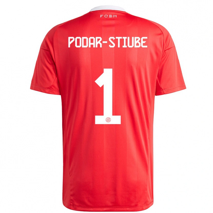Danxen Niño Camiseta David Podar-Stiube #1 Blanco Rojo Portero Equipación 2025/26 La Camisa