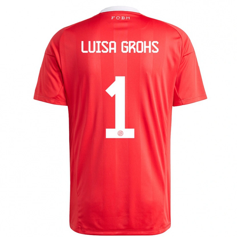 Danxen Niño Camiseta Maria Luisa Grohs #1 Blanco Rojo Portero Equipación 2025/26 La Camisa