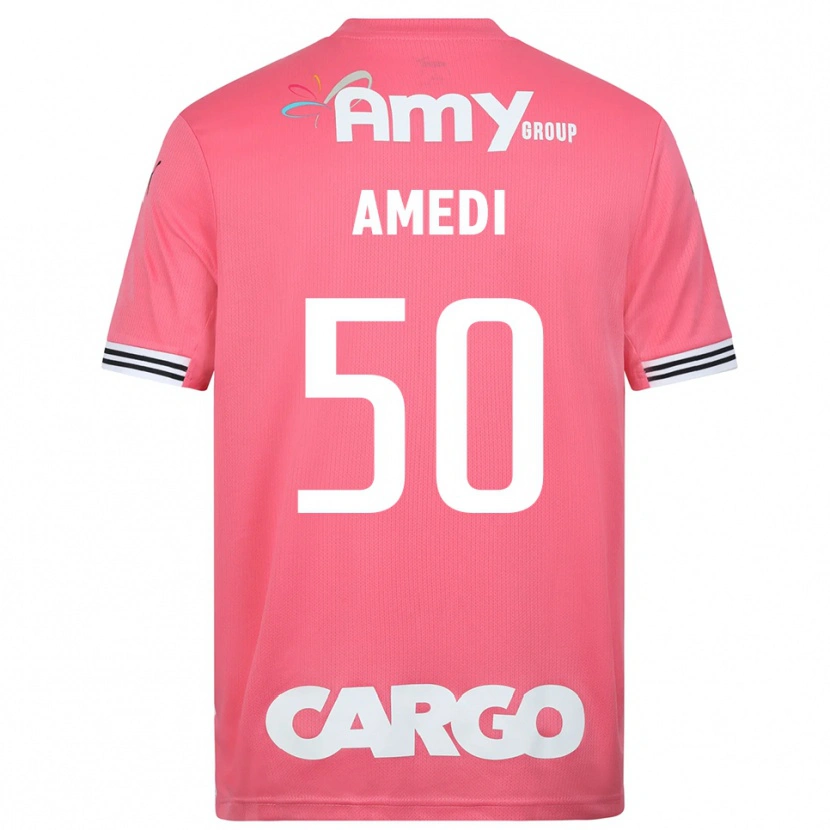 Danxen Niño Camiseta Roie Amedi #50 Blanco Rosa Portero Equipación 2025/26 La Camisa