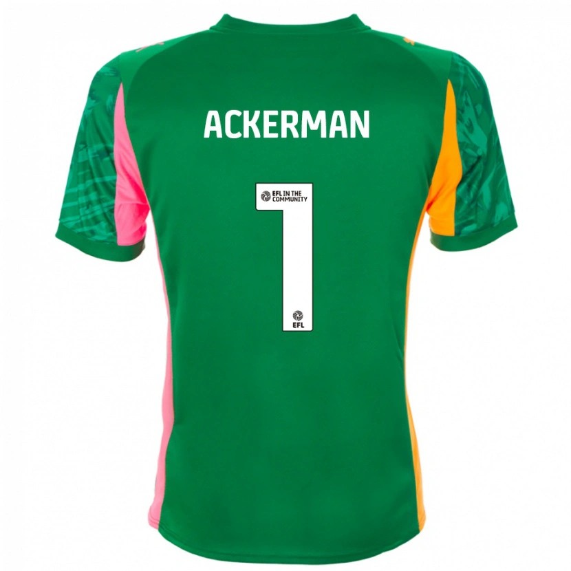 Danxen Hombre Camiseta Emily Ackerman #1 Naranja Verde Portero Equipación 2025/26 La Camisa