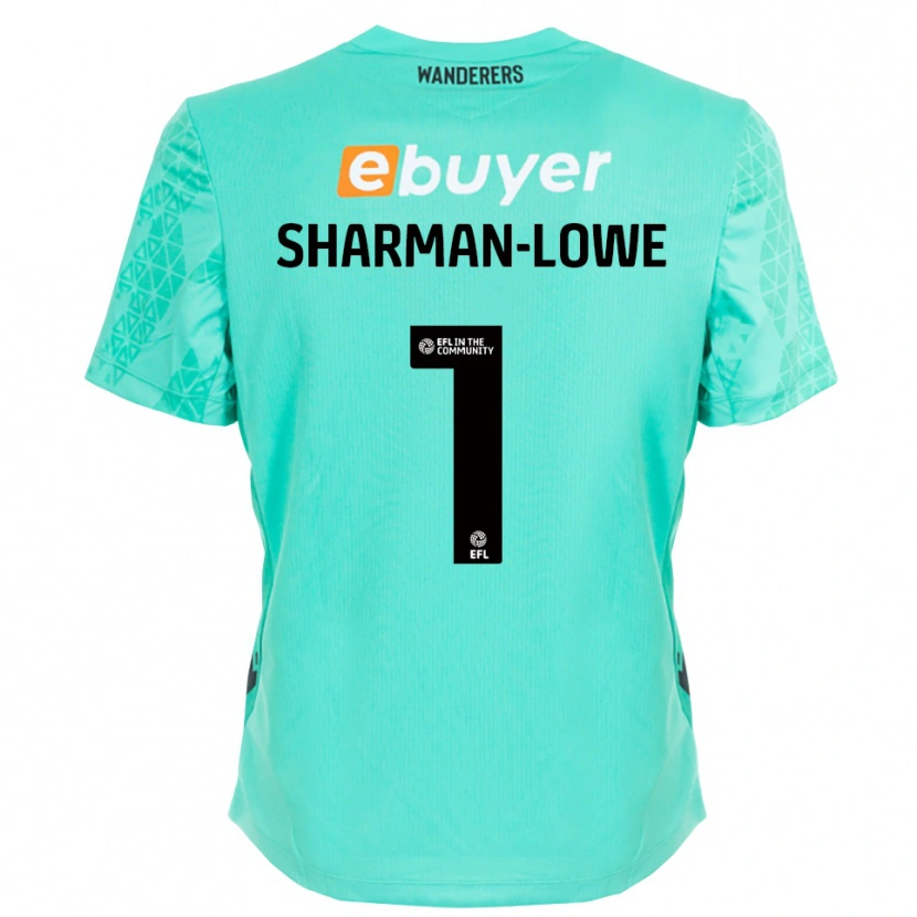 Danxen Hombre Camiseta Teddy Sharman-Lowe #1 Negro Aqua Portero Equipación 2025/26 La Camisa
