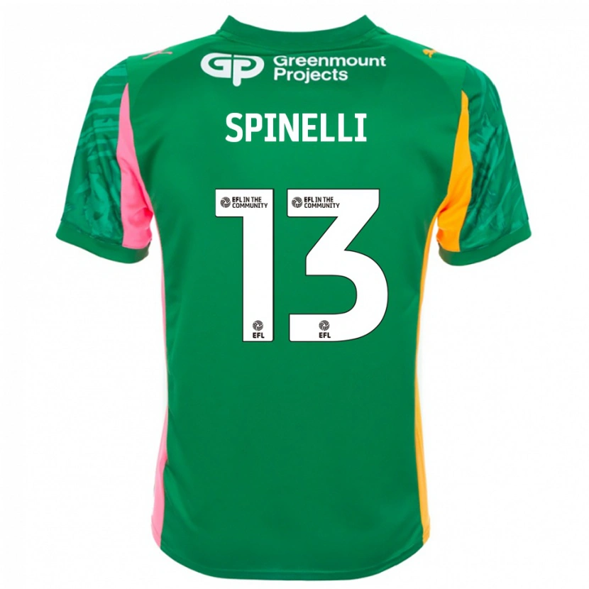 Danxen Hombre Camiseta Matteo Spinelli #13 Verde Rosa Naranja Portero Equipación 2025/26 La Camisa