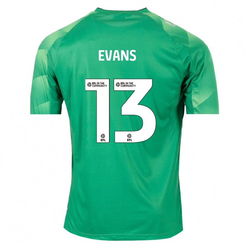 Danxen Hombre Camiseta Owen Evans #13 Verde Blanco Portero Equipación 2025/26 La Camisa