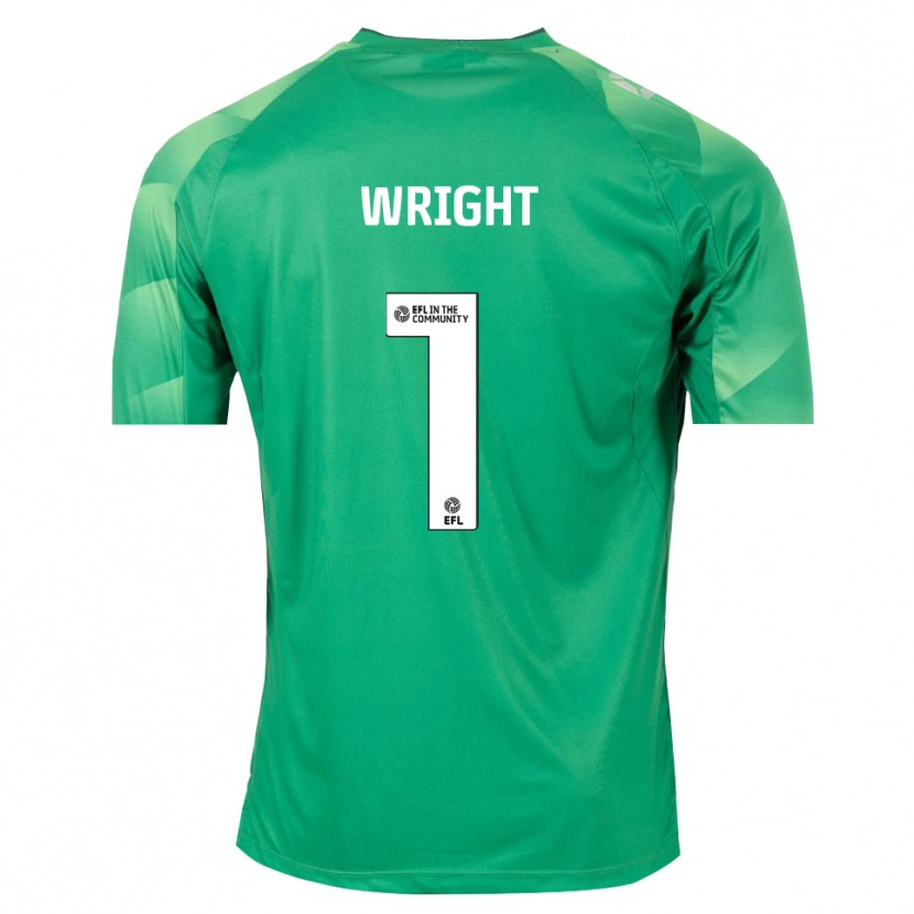 Danxen Hombre Camiseta Joe Wright #1 Verde Blanco Portero Equipación 2025/26 La Camisa