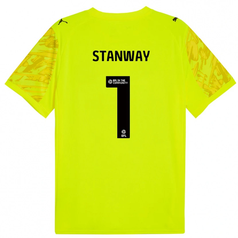Danxen Hombre Camiseta Wyll Stanway #1 Negro Amarillo Portero Equipación 2025/26 La Camisa