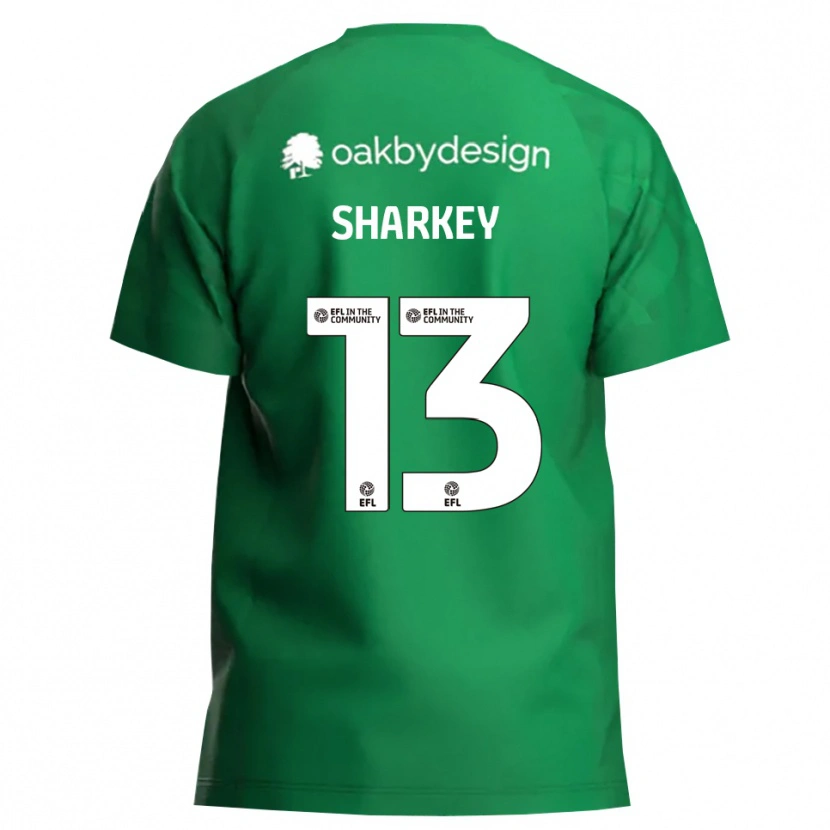 Danxen Hombre Camiseta Toby Sharkey #13 Verde Blanco Portero Equipación 2025/26 La Camisa