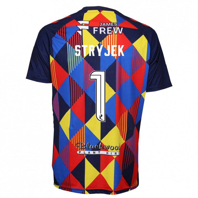Danxen Hombre Camiseta Maksymilian Stryjek #1 Rojo Azul Real Portero Equipación 2025/26 La Camisa
