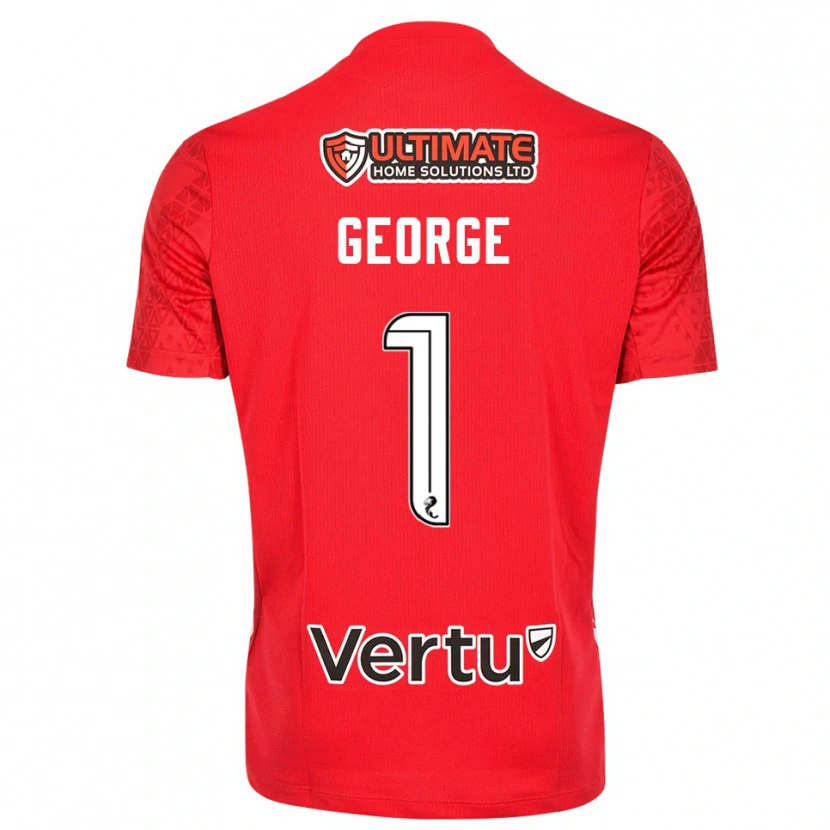 Danxen Hombre Camiseta Shamal George #1 Blanco Rojo Portero Equipación 2025/26 La Camisa