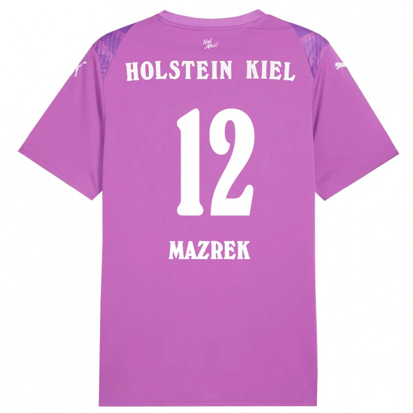 Danxen Hombre Camiseta Enis Mazrek #12 Blanco Púrpura Portero Equipación 2025/26 La Camisa