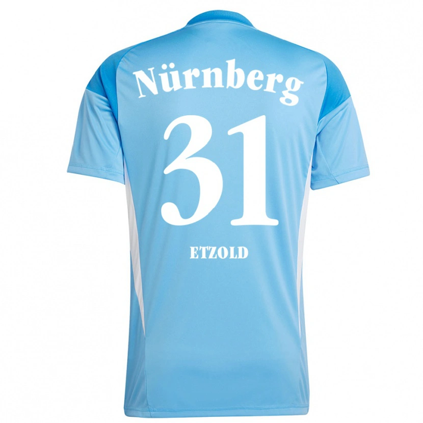 Danxen Hombre Camiseta Hannah Etzold #31 Azul Cielo Blanco Portero Equipación 2025/26 La Camisa