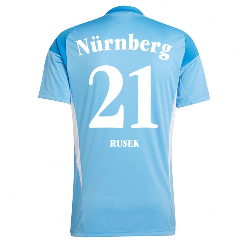 Danxen Hombre Camiseta Larissa Rusek #21 Azul Cielo Blanco Portero Equipación 2025/26 La Camisa