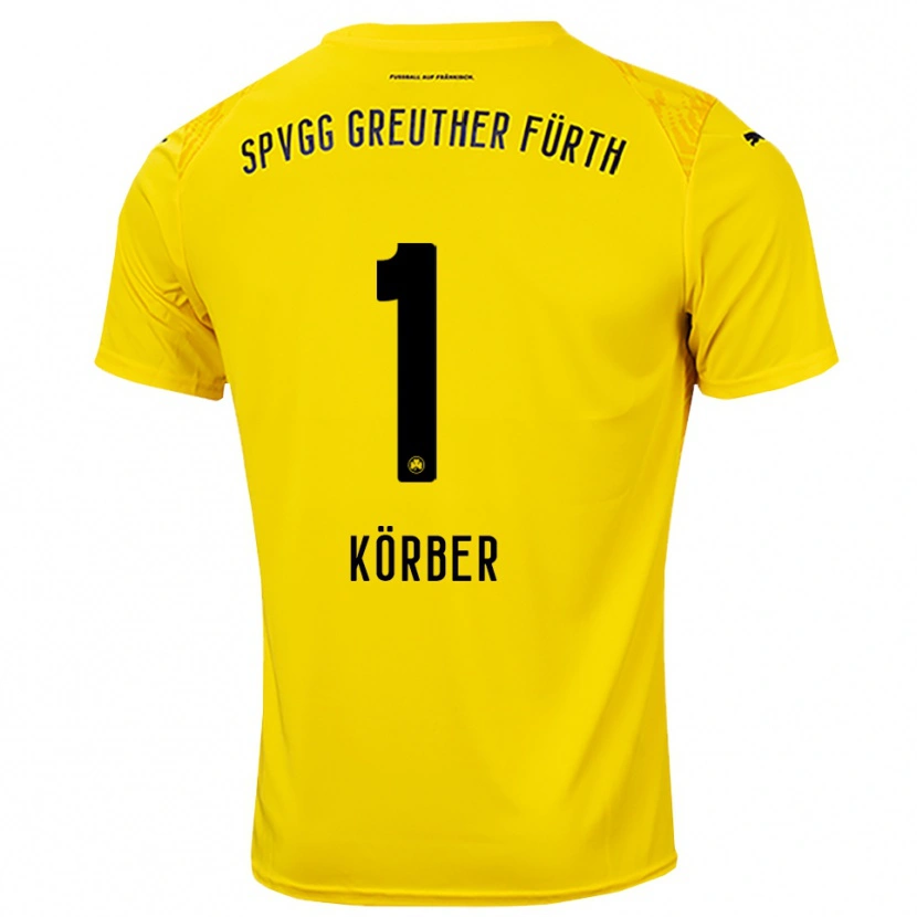 Danxen Hombre Camiseta Nils Körber #1 Negro Amarillo Portero Equipación 2025/26 La Camisa