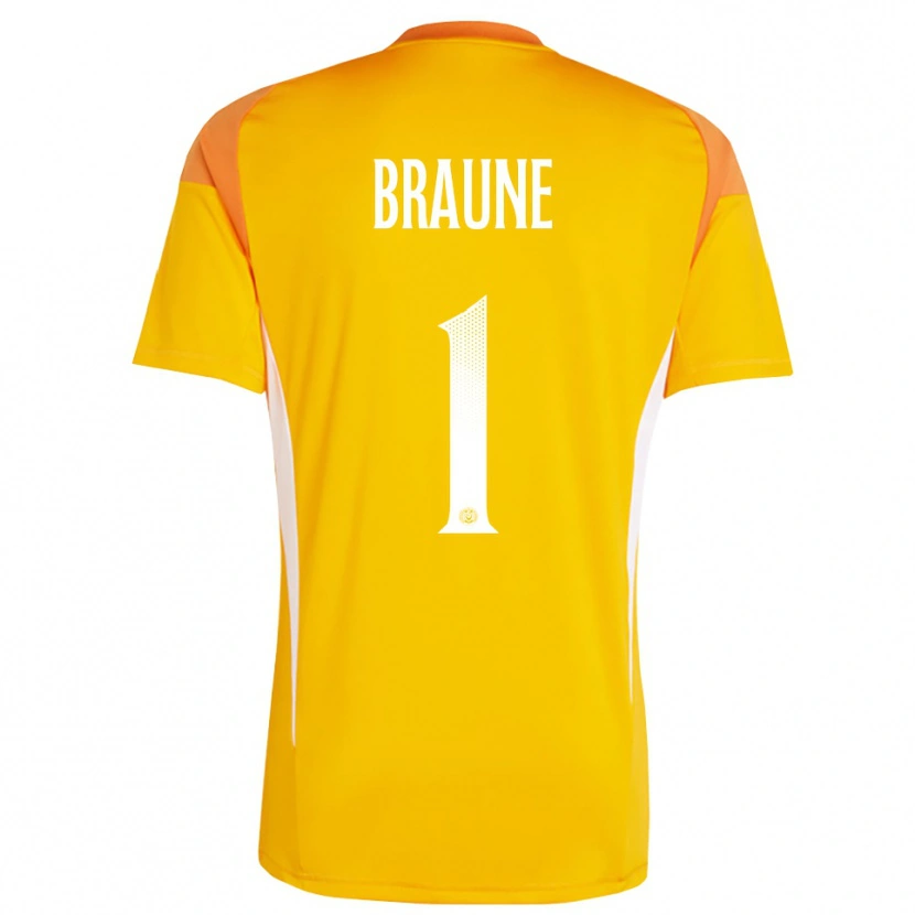 Danxen Hombre Camiseta Maximilian Braune #1 Blanco Naranja Portero Equipación 2025/26 La Camisa