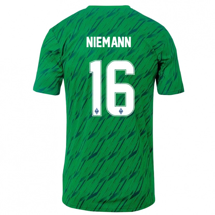 Danxen Hombre Camiseta Jan Niemann #16 Verde Blanco Portero Equipación 2025/26 La Camisa