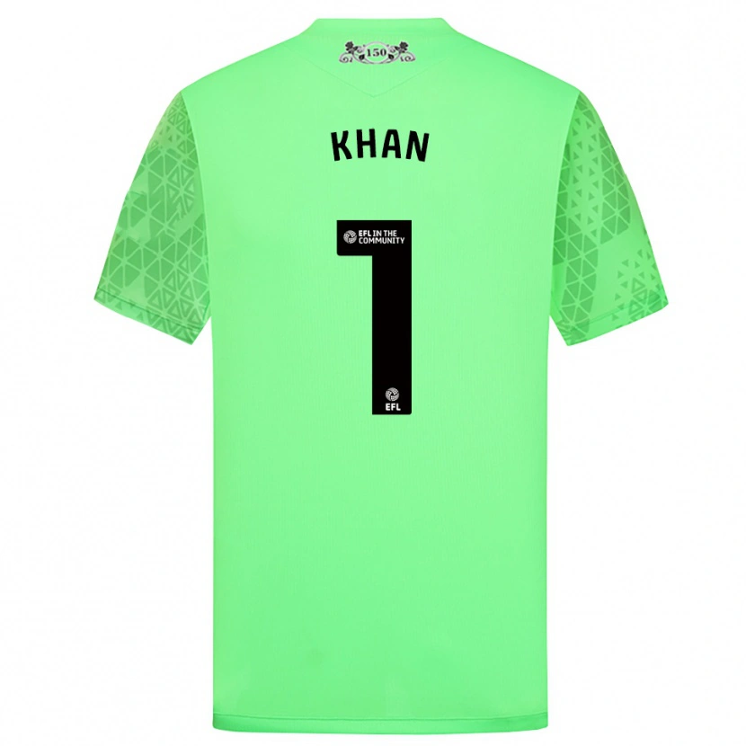 Danxen Hombre Camiseta Adam Khan #1 Verde Fluorescente Portero Equipación 2025/26 La Camisa