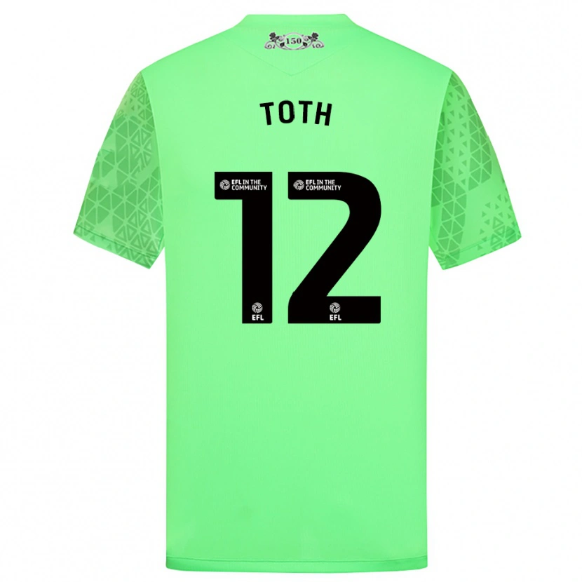 Danxen Hombre Camiseta Balázs Tóth #12 Verde Fluorescente Portero Equipación 2025/26 La Camisa