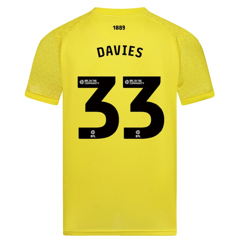 Danxen Hombre Camiseta Bethan Davies #33 Negro Amarillo Portero Equipación 2025/26 La Camisa