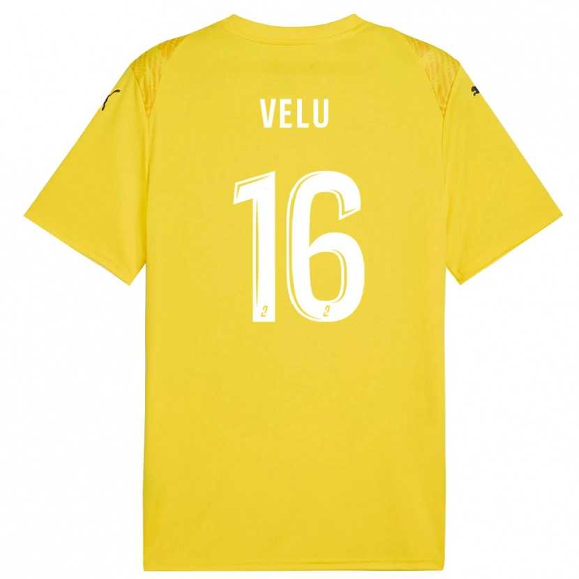 Danxen Hombre Camiseta Lukas Velu #16 Blanco Amarillo Portero Equipación 2025/26 La Camisa