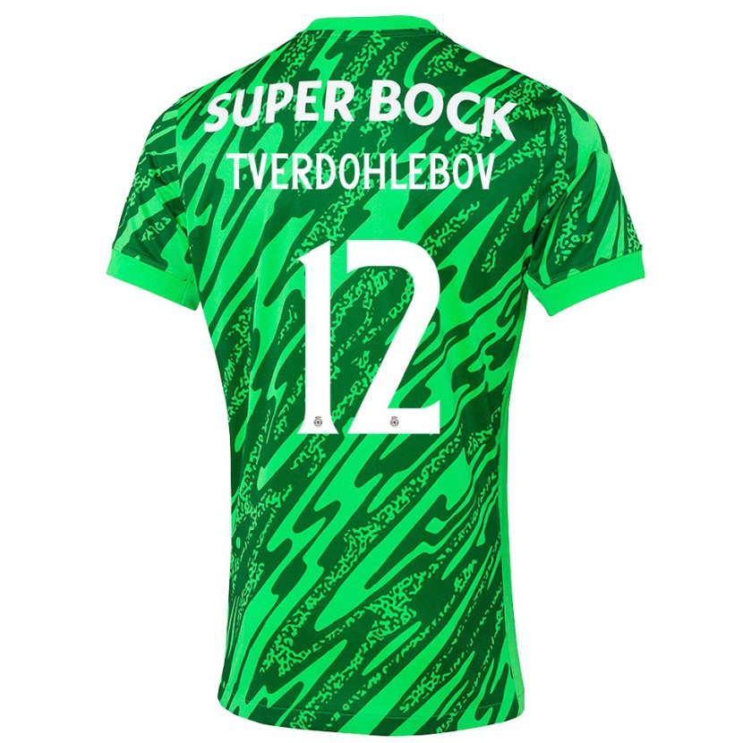 Danxen Hombre Camiseta Alex Tverdohlebov #12 Verde Blanco Portero Equipación 2025/26 La Camisa