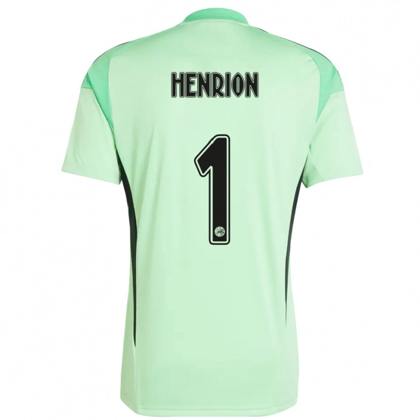 Danxen Hombre Camiseta Martin Henrion #1 Verde Claro Negro Portero Equipación 2025/26 La Camisa