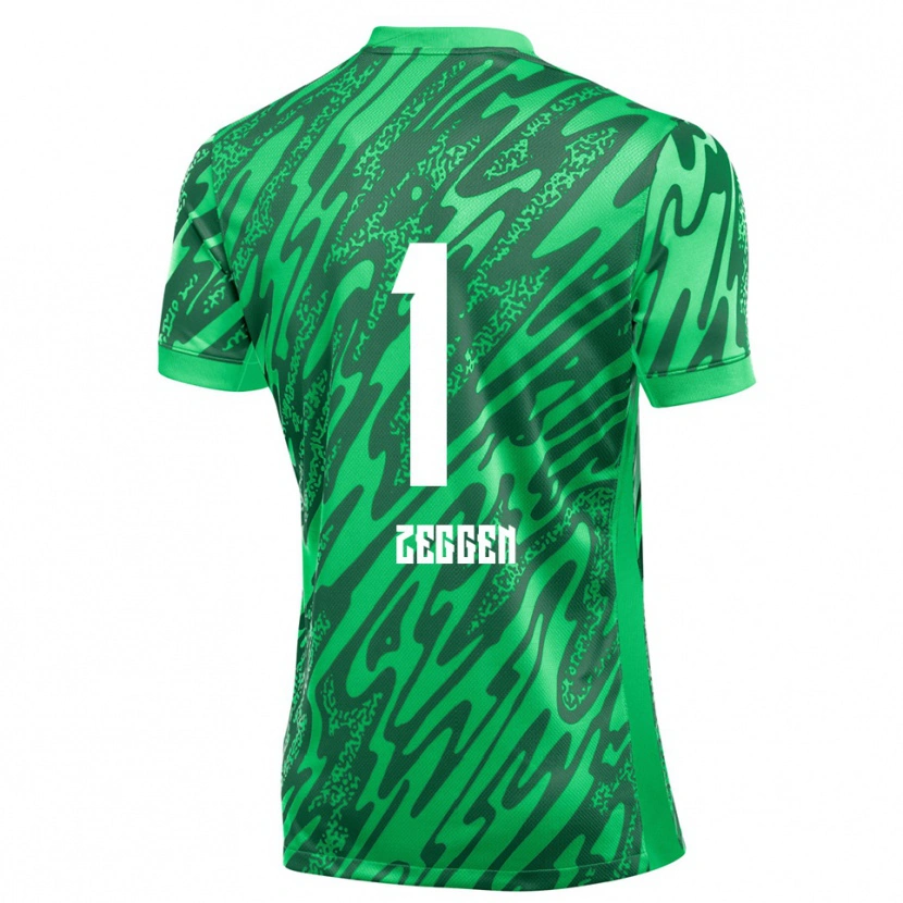 Danxen Hombre Camiseta Kiyani Zeggen #1 Verde Blanco Portero Equipación 2025/26 La Camisa