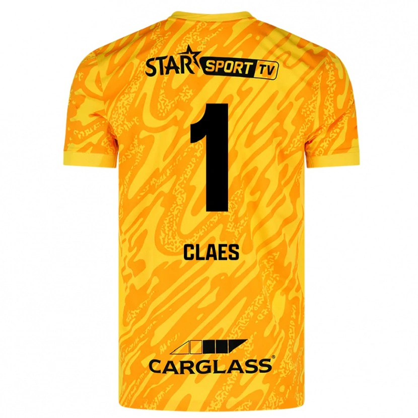 Danxen Hombre Camiseta Mirthe Claes #1 Naranja Amarillo Negro Portero Equipación 2025/26 La Camisa