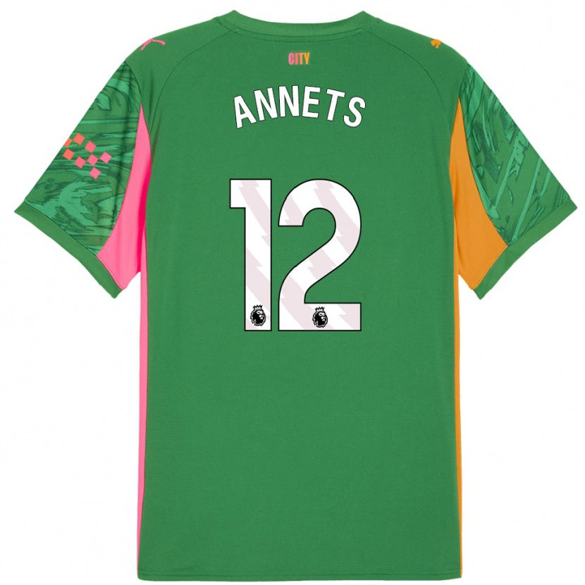 Danxen Hombre Camiseta Eve Annets #12 Verde Naranja Portero Equipación 2025/26 La Camisa