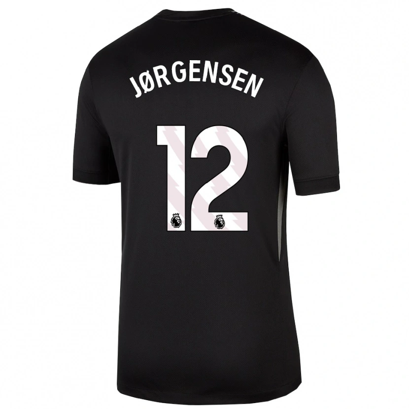 Danxen Hombre Camiseta Filip Jørgensen #12 Blanco Negro Portero Equipación 2025/26 La Camisa
